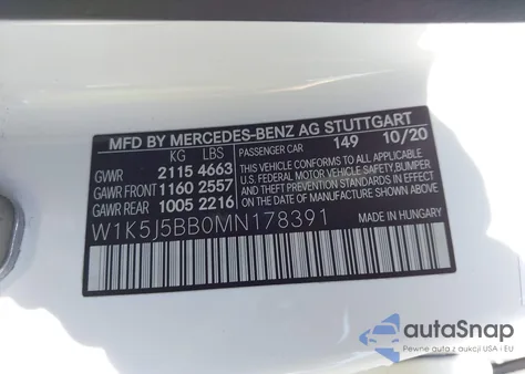 2021 Mercedes-Benz Amg Cla 35 4Matic from USA, damaged, VIN W1K5J5BB0MN178391